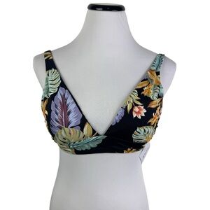 Skye Isabella Swimwear‎ Black Tropical Print Bikini Top Women's Small NEW